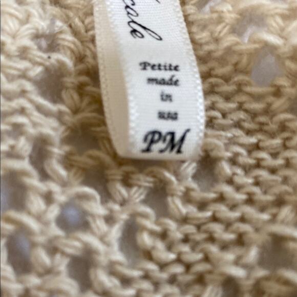 Leo & Nicole Tan Crochet Knit Cardigan - Petite Medium - NWT Orig. $58 - Picture 8 of 10